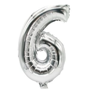 86836 silver foil number 6 balloon 35cm