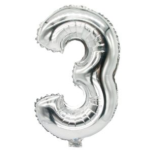 86833 silver foil number 3 balloon 35cm