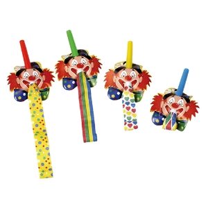 4 Party blowers "Clown face"