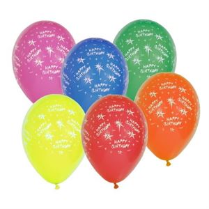 19296_10 Happy Birthday Balloons assorted colours 29cm