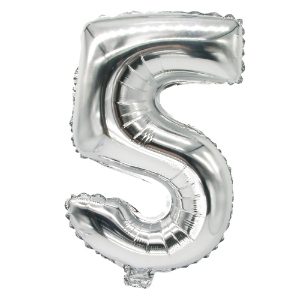 86835 silver foil number 5 balloon 35cm