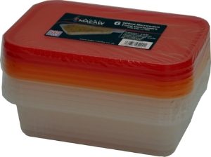 Pack 6 500ml Microwave Containers with Lids