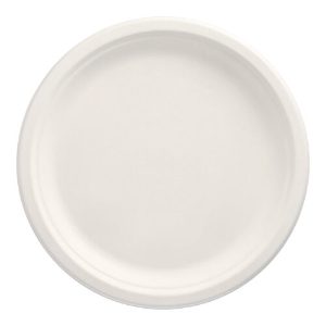 12 Round white sugar cane plates 23cm