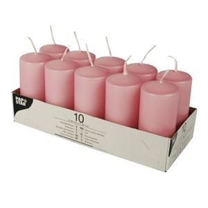 17913_10 Pink Pillar Candles unscented 90mm