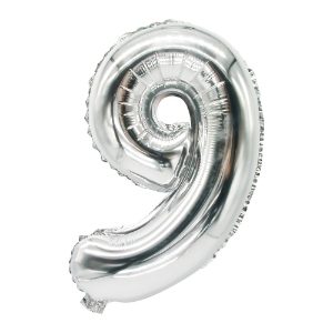 86839 silver foil number 9 balloon 35cm