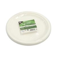 12 Round white sugar cane plates 23cm