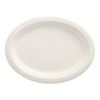 12 Oval white plates 26x20cm