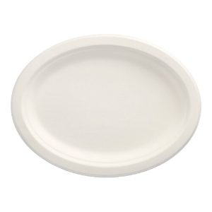 12 Oval white plates 26x20cm