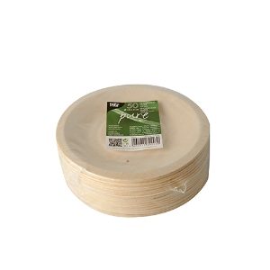 Pack 50 Round Wood Plates