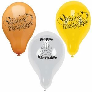 18689_10 Happy Birthday Balloons 22cm assorted colours
