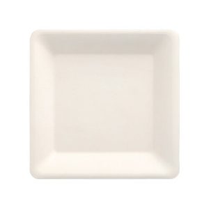 12 Square white sugar cane plates 15.5x15.5cm