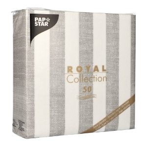 50 Napkins "ROYAL"  1/4 fold 40cmx40 m grey "Lines"