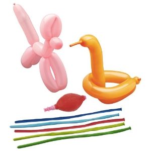 5 Modelling balloons 120 cm colours assorted with pump