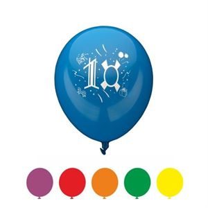 81430_6 number 10 balloons assorted colours 25cm