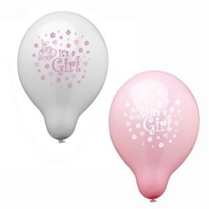 19344_12 its a girl balloons pink and white 25cm