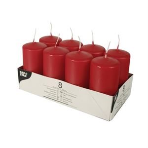 17987_8 Red Pillar Candles unscented 100mm